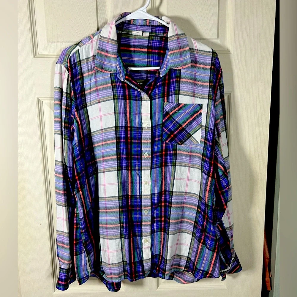 Gap purple plaid Shirt - Picture 1 of 4